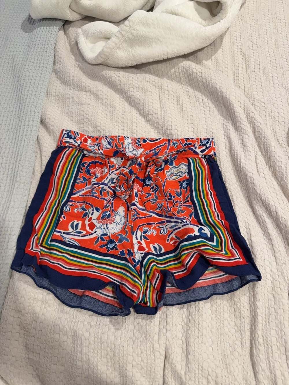 Ettika by Anthropologie Floral Print Tie-Waist Shorts Size S